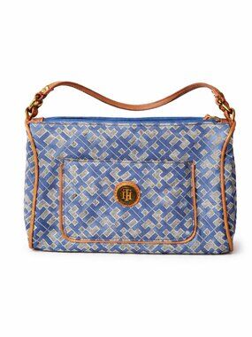 Vintage Y2K Tommy Hilfiger Blue Monogram Shoulder Bag TH Logo